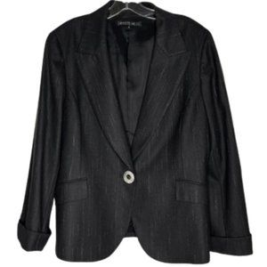Lafayette 148 Virgin Wool Blazer Black w/ Silver Accents - 12